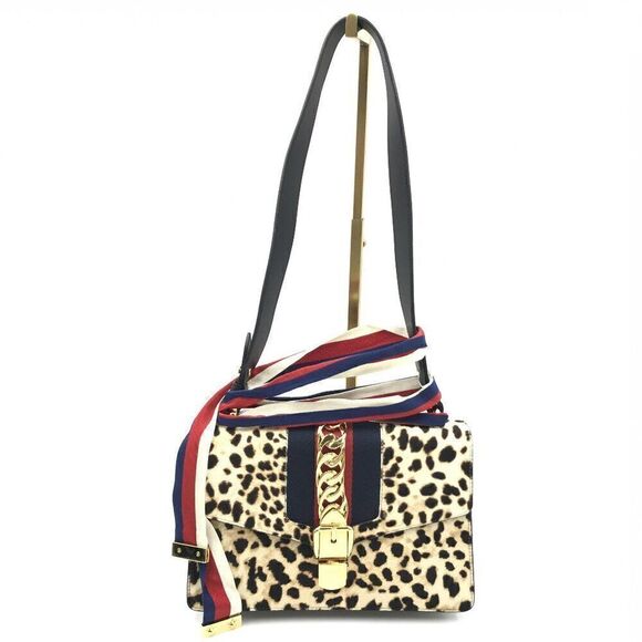 NWOT Gucci Sylvie Calfskin & Pony Hair Flap Bag - Picture 3 of 15